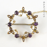 Victorian Gold and Amethyst Circle Brooch