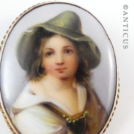 Victorian Portrait Brooch, Gold Mounted.