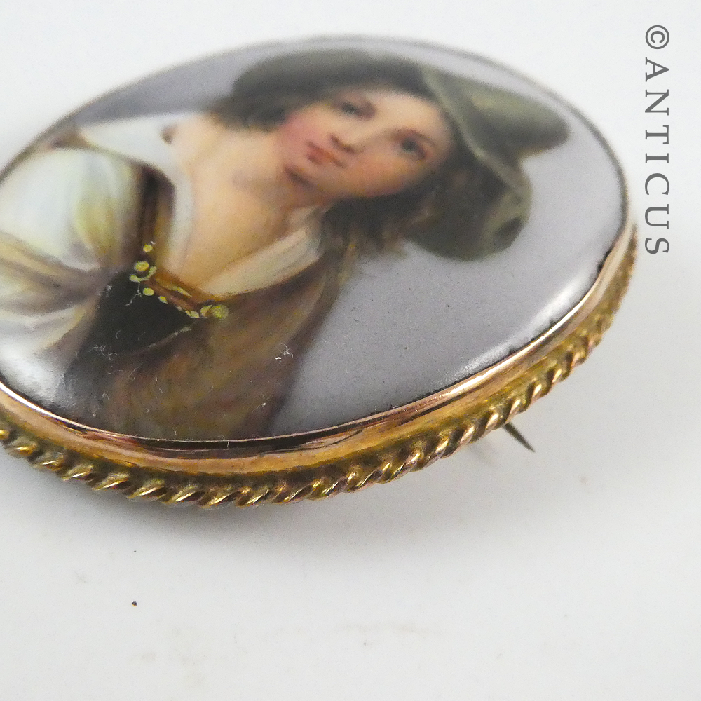 Victorian Portrait Brooch, Gold Mounted.