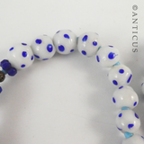 Necklace of Handmade Blue and White Glass Beads.