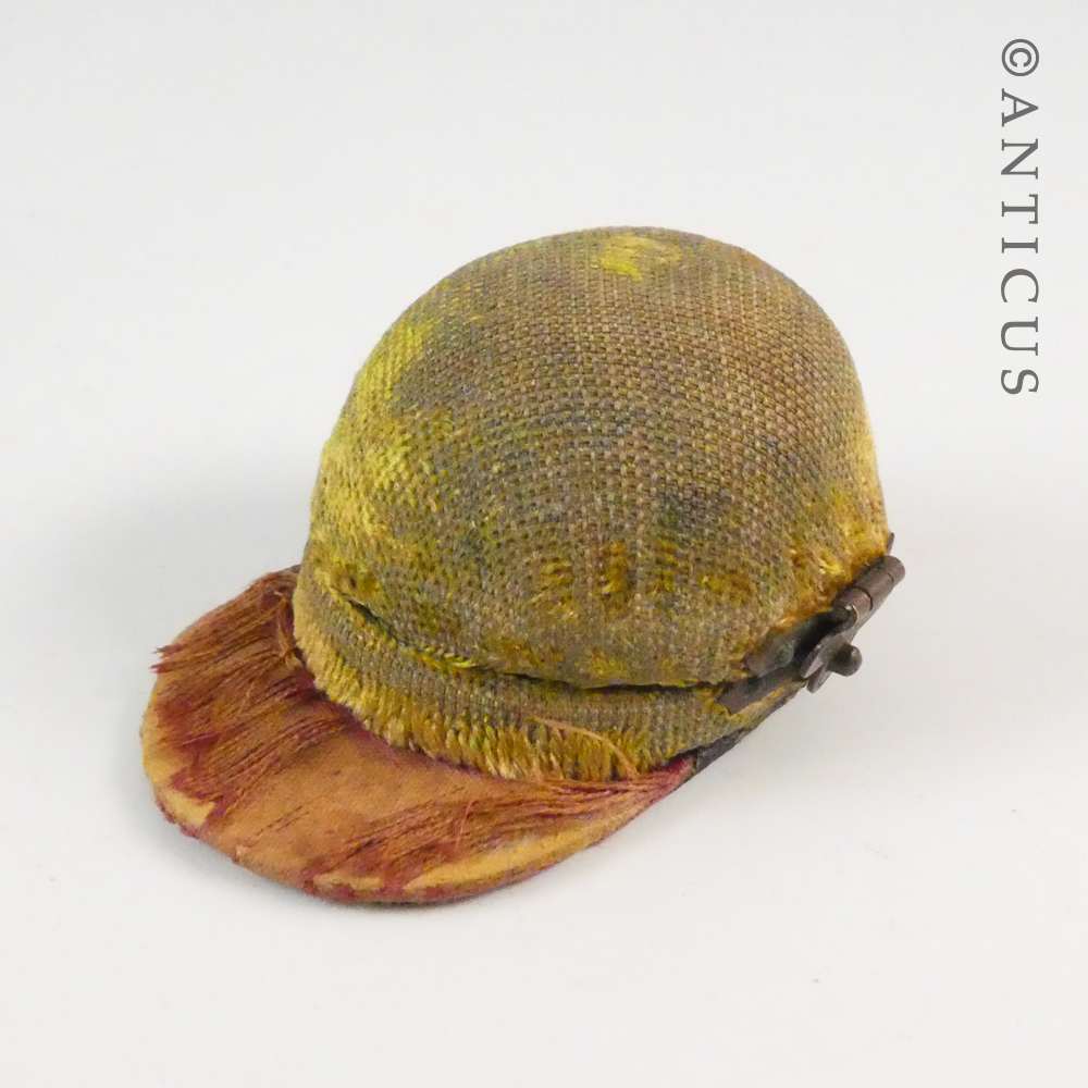 Antique Silver Thimble in Jockey Cap Case