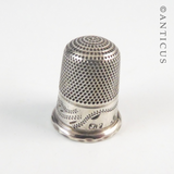 Antique Silver Thimble in Jockey Cap Case