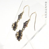 Pair of Garnet and Pearl Drop Earrings.