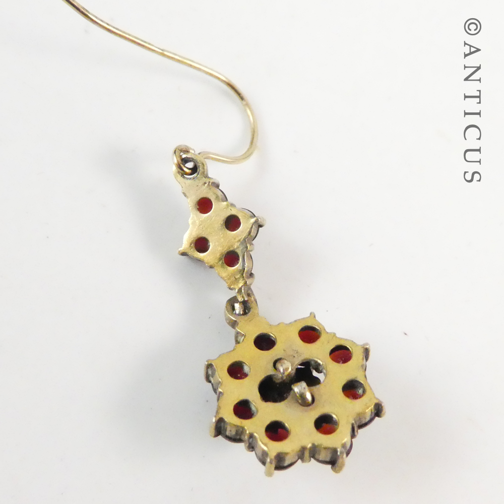 Pair of Garnet and Pearl Drop Earrings.