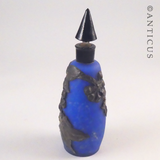 Art Nouveau Glass Scent Bottle with Pewter Overlay.