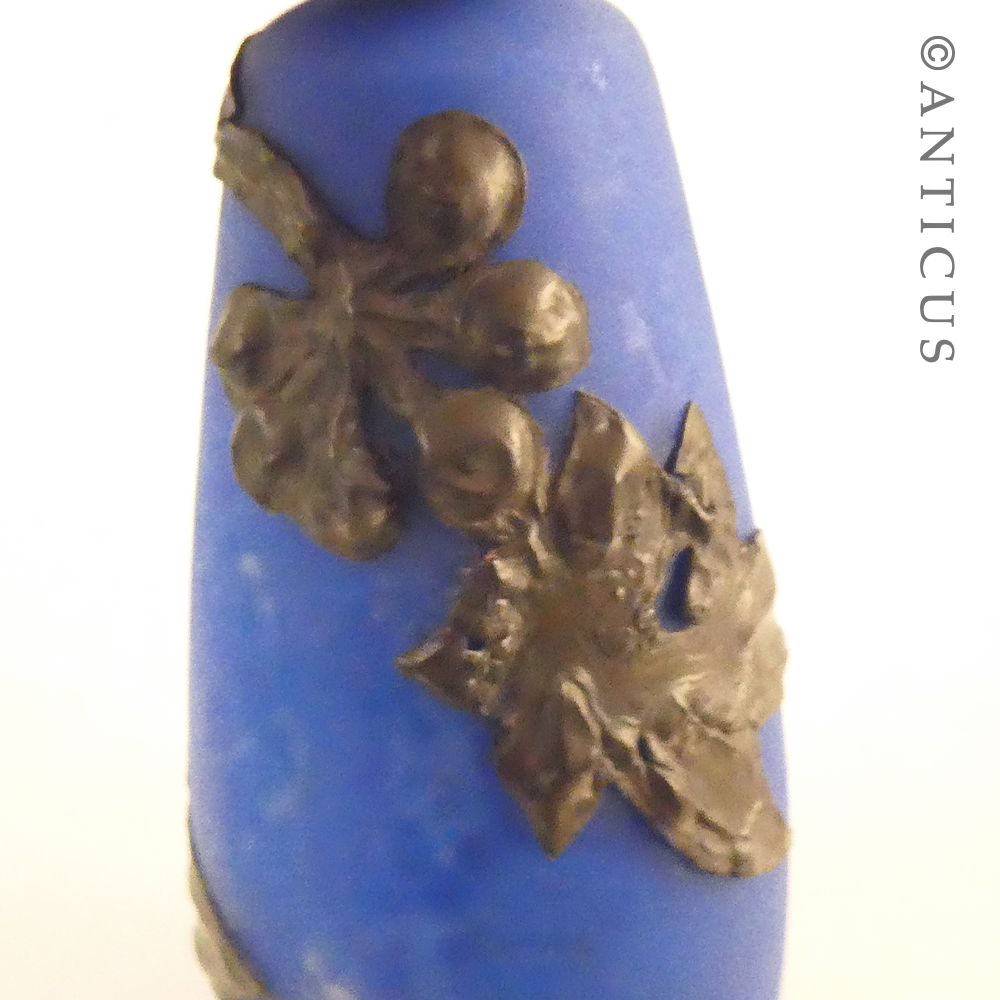 Art Nouveau Glass Scent Bottle with Pewter Overlay.