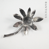 Modern Silver Flower Brooch, Signed.