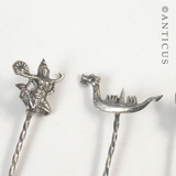 Four Thai Silver Cocktail Forks.