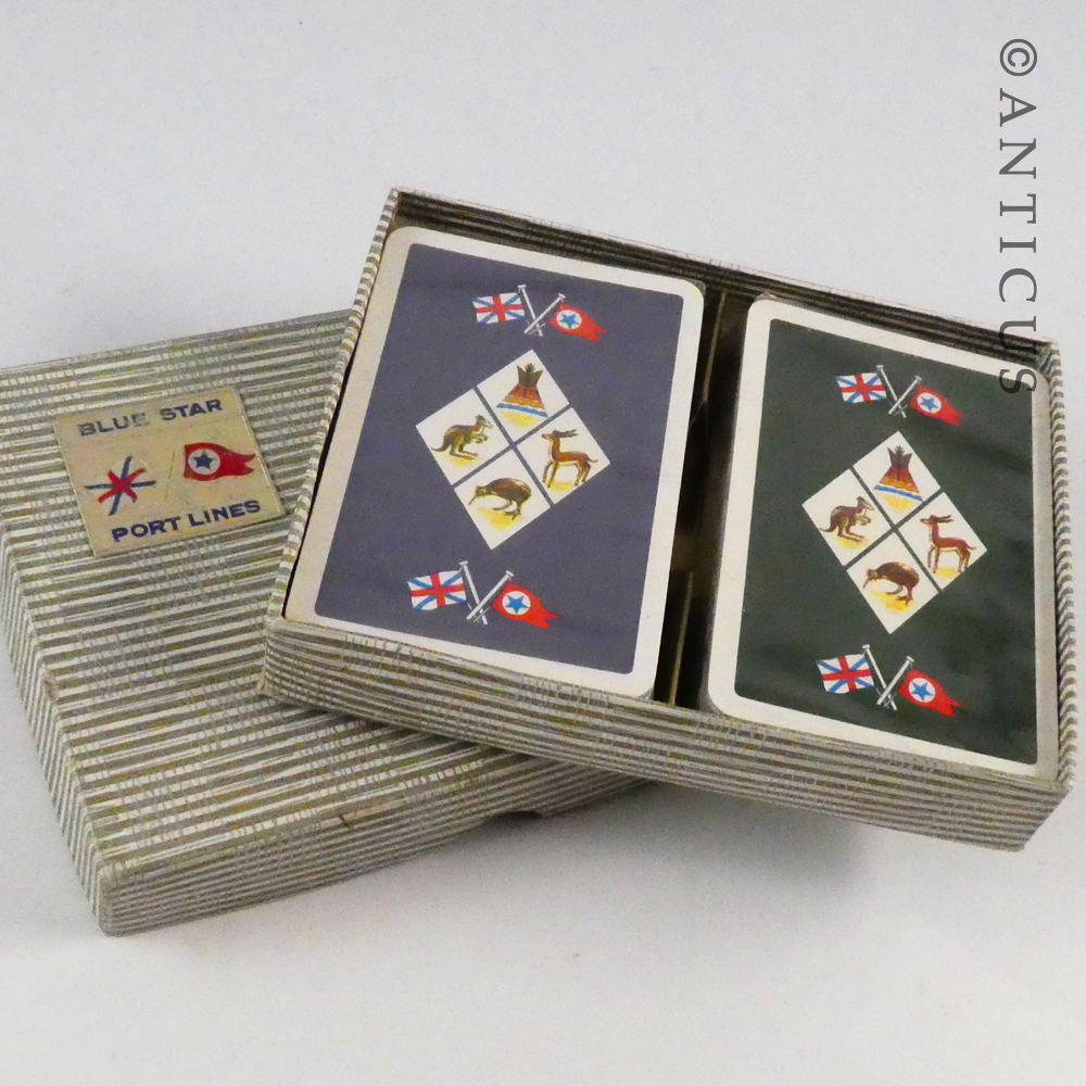 Vintage Playing Cards, Blue Star Port Line.