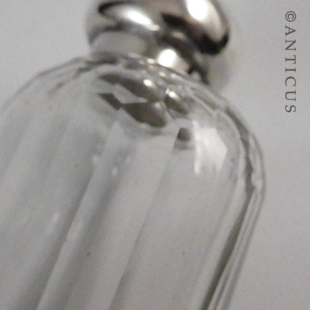 Silver and Cut Glass Hip Flask, 1900.