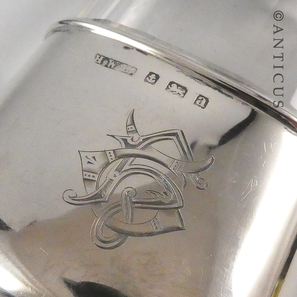 Silver and Cut Glass Hip Flask, 1900.