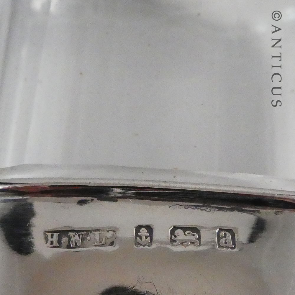 Silver and Cut Glass Hip Flask, 1900.
