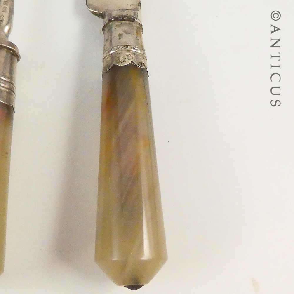 Georgian Period Hardstone-Handled Knife and Fork.