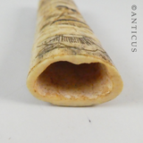 Old Japanese Carved Bone Knife Handle.