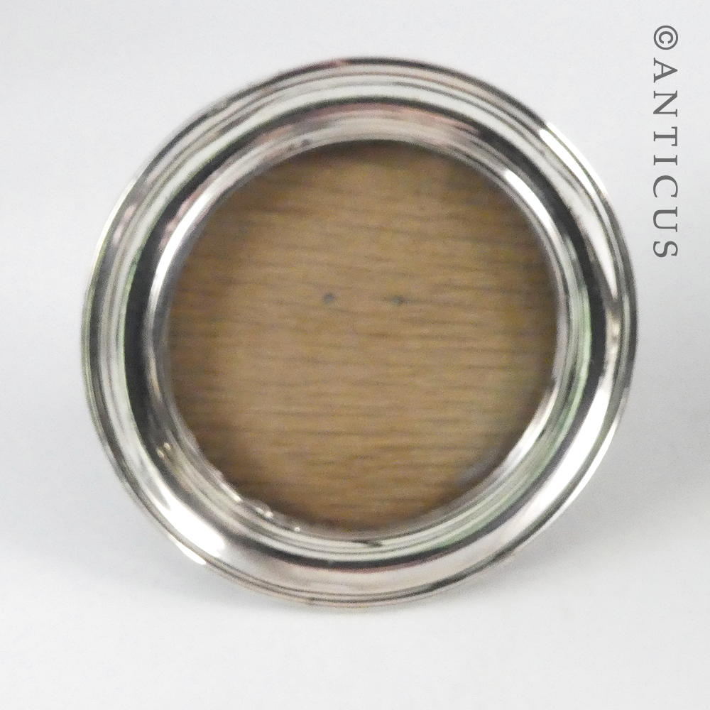 Small Round Sterling Silver Photo Frame, Antique.