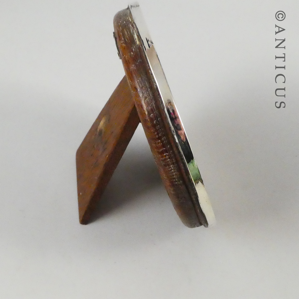 Small Round Sterling Silver Photo Frame, Antique.
