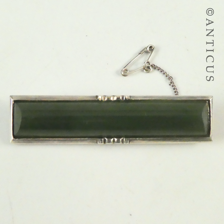 Vintage New Zealand Jade and Silver Brooch.