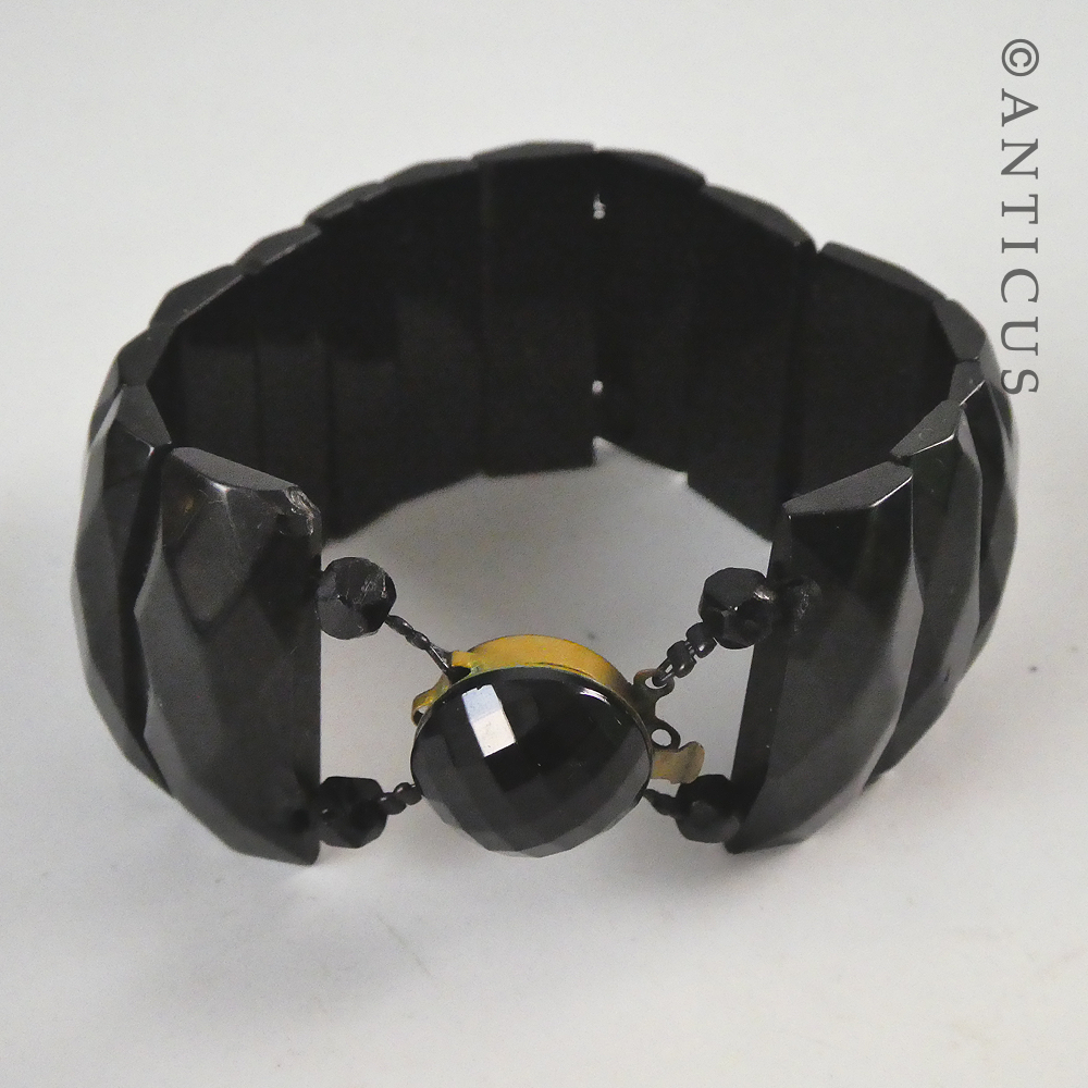 Antique Victorian English Jet Bracelet.