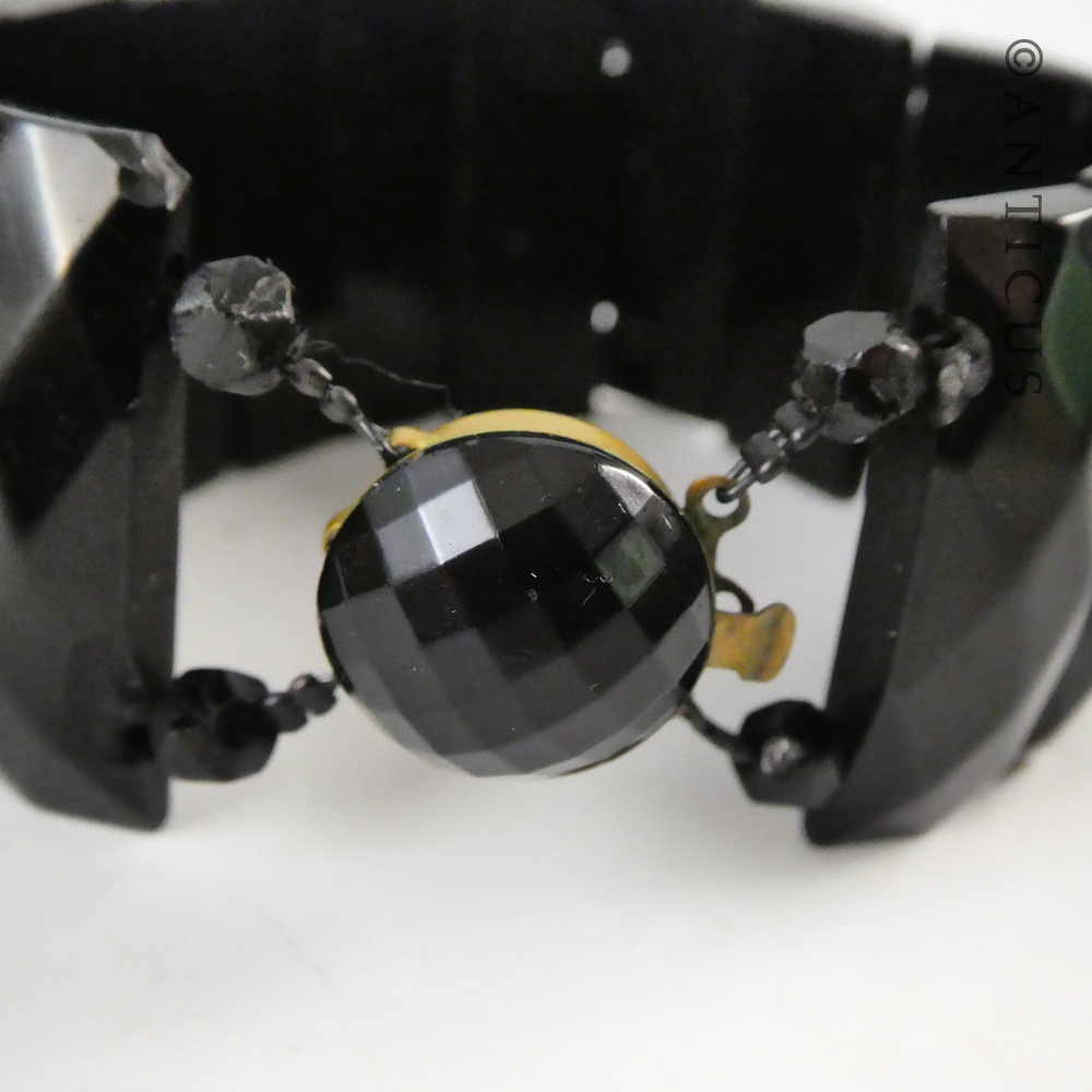 Antique Victorian English Jet Bracelet.