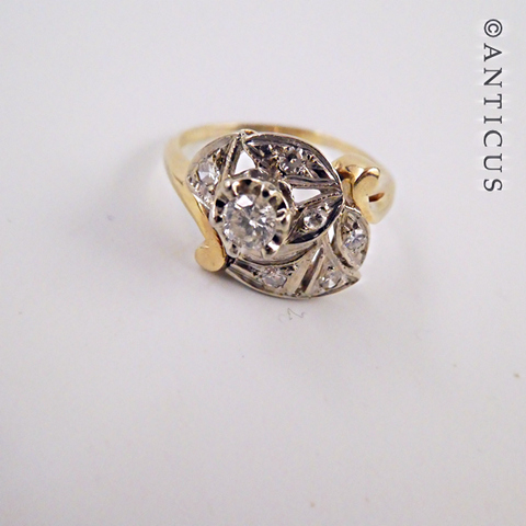 14ct Gold Vintage Diamond Dress Ring.