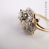 14ct Gold Vintage Diamond Dress Ring.