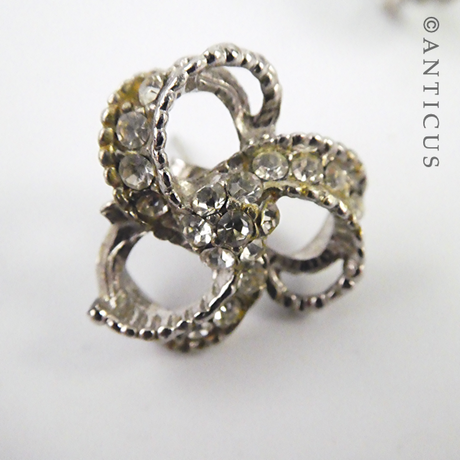 Pair Diamonté Ribbon Bow Earrings.