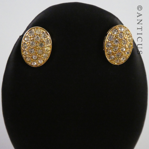 Oval Costume Earrings with Crystals.
