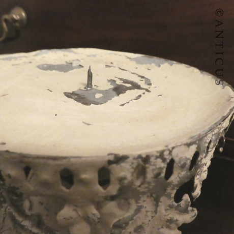 Pair of Large Cream Metal Candlesticks.