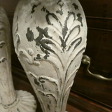 Pair of Large Cream Metal Candlesticks.
