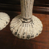 Pair of Large Cream Metal Candlesticks.