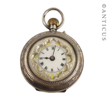 Small Silver Fob Watch with Decorated Dial.