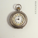 Small Silver Fob Watch with Decorated Dial.