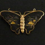 Japanese Damascene Butterfly Brooch & Earrings.