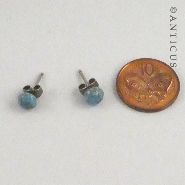 Pair of Small Turquoise Stud Earrings.
