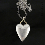 Silver Heart Pendant with Diamond, and Chain.