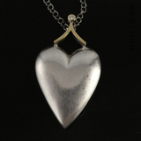 Silver Heart Pendant with Diamond, and Chain.