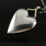 Silver Heart Pendant with Diamond, and Chain.