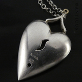 Silver Heart Pendant with Diamond, and Chain.
