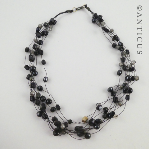 Floating Necklace, Black and Grey Beads.