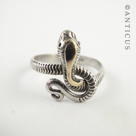 Silver and Gold Snake Ring.