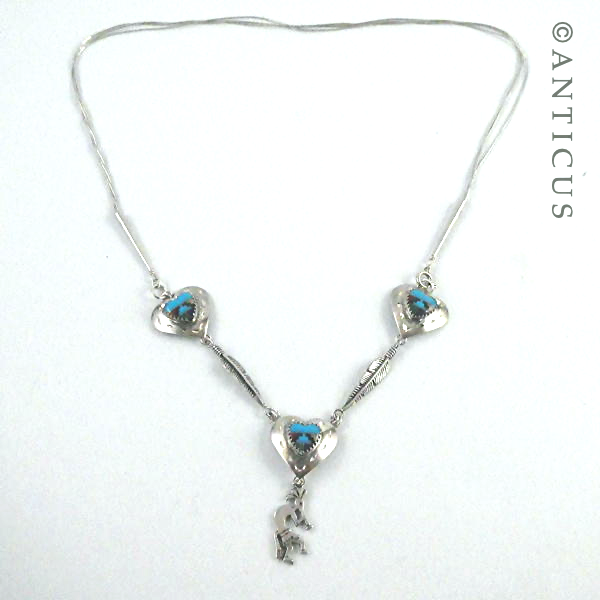 Silver and Turquoise Heart Necklace.