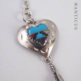 Silver and Turquoise Heart Necklace.