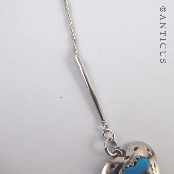 Silver and Turquoise Heart Necklace.