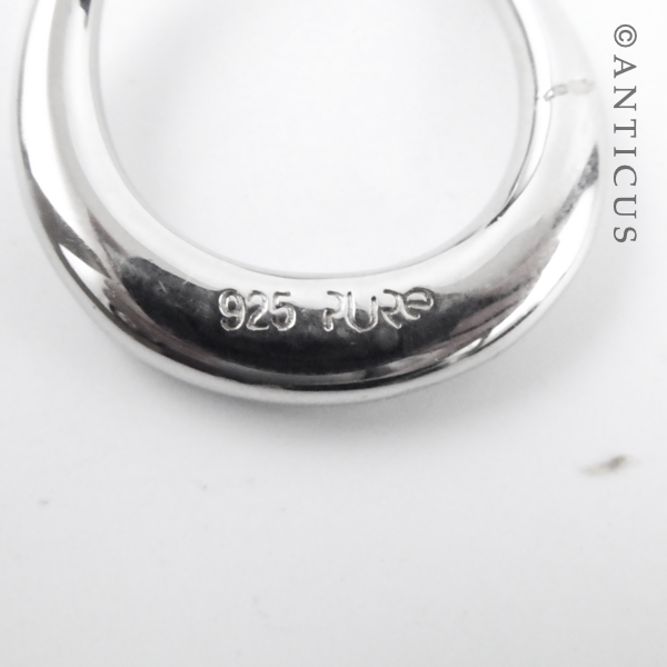 Silver Pendant on Chain with Diamonds.