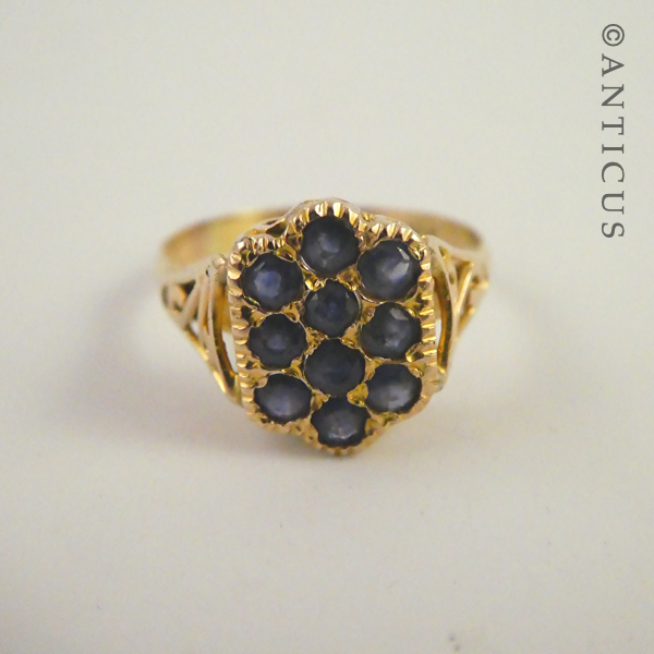 18ct Gold and Sapphire Cluster Ring.