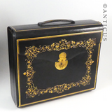 Beautiufl Leather Writing Box, Cased.