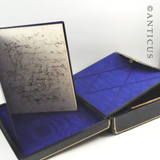 Beautiufl Leather Writing Box, Cased.