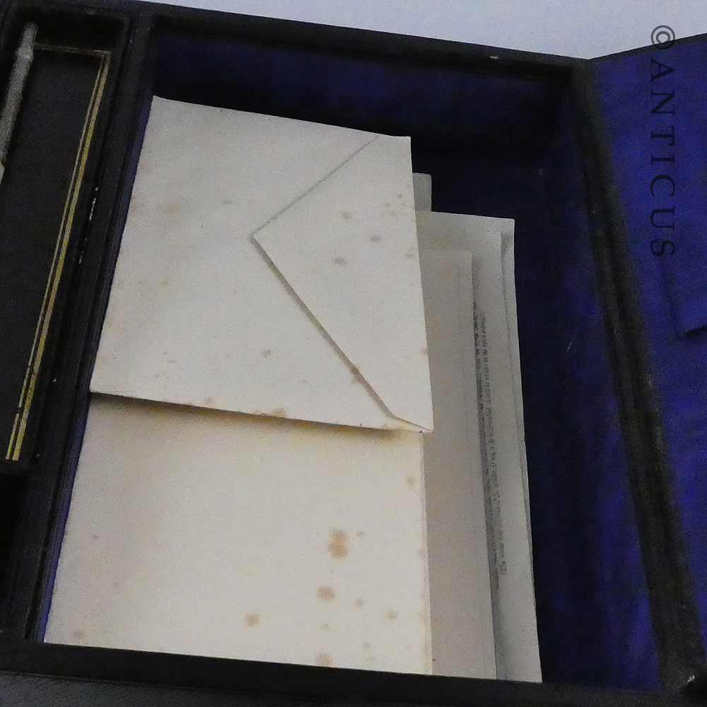 Beautiufl Leather Writing Box, Cased.