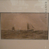 Noel Barraud Watercolour of Fishing Boats.
