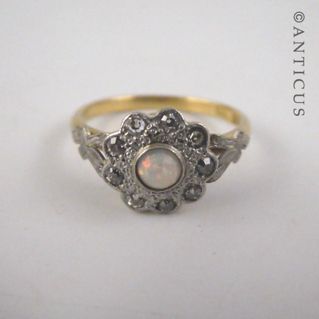 Art Deco Opal and Diamond Rng.